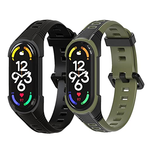 AidorMax 2 Stück Armband für Xiaomi Mi Band 7/6/5, Atmungsaktives und rutschfestes Silikonarmband, Sportliches Uhrenarmbänder für Outdoor-Aktivitäten, Ersatzbänder für Amazfit Band 5 von AidorMax