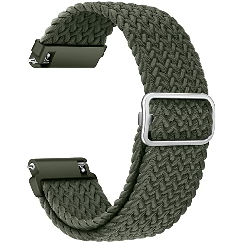 AidorMax 20 mm Nylon Geflochtenes Armband, Elastisch-Ersatzarmband mit Schnellverschluss Kompatibel mit Smartwatches und Armbanduhren, Verstellbar Uhrenarmband für Damen und Herren (Olivgrün) von AidorMax