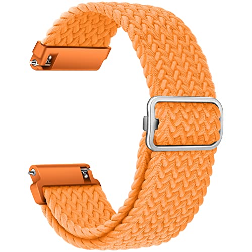 AidorMax 20 mm Nylon Geflochtenes Armband, Elastisch-Ersatzarmband mit Schnellverschluss Kompatibel mit Smartwatches und Armbanduhren, Verstellbar Uhrenarmband für Damen und Herren (Orange) von AidorMax