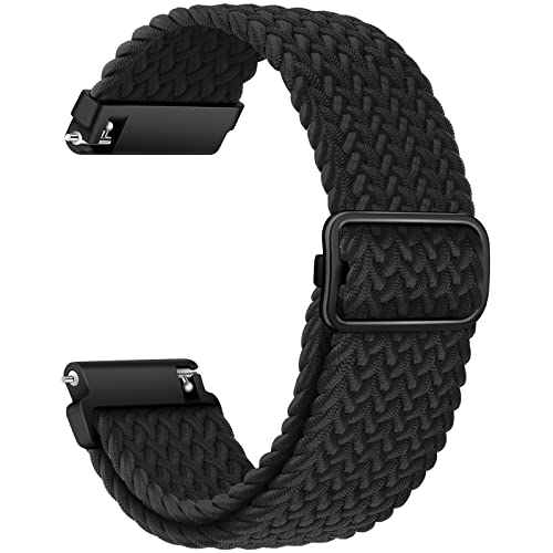 AidorMax 20 mm Nylon Geflochtenes Armband, Elastisch-Ersatzarmband mit Schnellverschluss Kompatibel mit Smartwatches und Armbanduhren, Verstellbar Uhrenarmband für Damen und Herren (Schwarz) von AidorMax