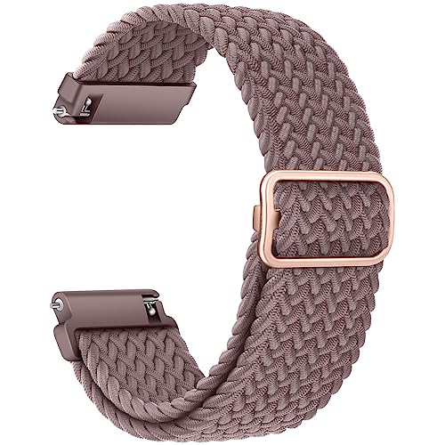 AidorMax 22 mm Nylon Geflochtenes Armband, Elastisch-Ersatzarmband mit Schnellverschluss Kompatibel mit Smartwatches und Armbanduhren, Verstellbar Uhrenarmband für Damen und Herren (Rauchiges Violett) von AidorMax