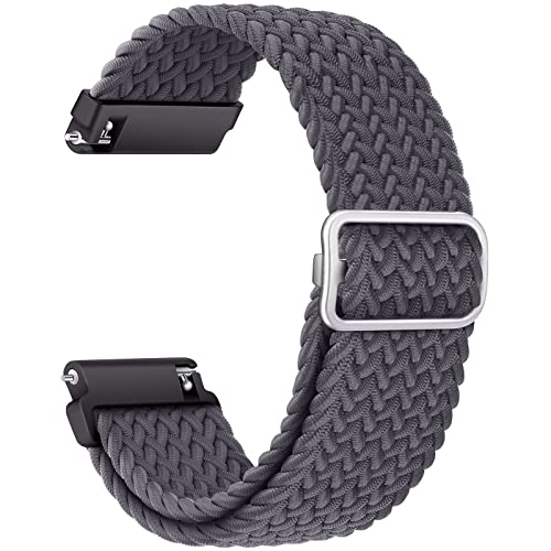 AidorMax 22 mm Nylon Geflochtenes Armband, Elastisch-Ersatzarmband mit Schnellverschluss Kompatibel mit Smartwatches und Armbanduhren, Verstellbar Uhrenarmband für Damen und Herren (Raumgrau) von AidorMax