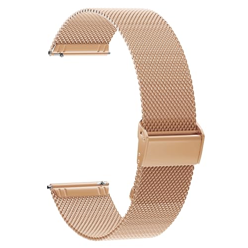 AidorMax Armband 22 mm Edelstahl Mesh Uhrenarmband, Schnellspanner Ersatzarmbänder mit Verstellbares Rutschfester Schnalle für Smartwatches und Armbanduhren Herren Damen (22 mm, Roségold) von AidorMax