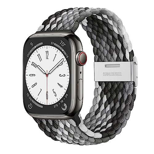 AidorMax Geflochtenes Armband Kompatibel mit Apple Watch 41mm 40mm 38mm, Verstellbares Rutschfestes Nylon Stretch-Ersatzarmband für Apple Watch Series 9/8/7/6/5/4/3/SE (Dunkle Schokolade) von AidorMax