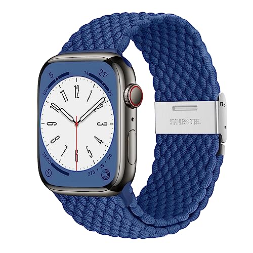 AidorMax Geflochtenes Armband Kompatibel mit Apple Watch 41mm 40mm 38mm, Verstellbares Rutschfestes Nylon Stretch-Ersatzarmband für Apple Watch Series 9/8/7/6/5/4/3/SE (Ozeanblau) von AidorMax