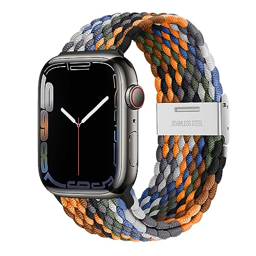 AidorMax Geflochtenes Armband Kompatibel mit Apple Watch 41mm 40mm 38mm, Verstellbares Rutschfestes Nylon Stretch-Ersatzarmband für Apple Watch Series 9/8/7/6/5/4/3/SE (Tarnung) von AidorMax