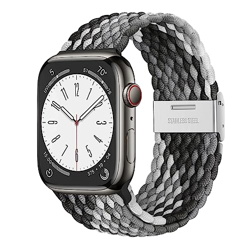 AidorMax Geflochtenes Armband Kompatibel mit Apple Watch 49mm 45mm 44mm 42mm, Verstellbares Rutschfestes Nylon Stretch-Ersatzarmband für Apple Watch Series 9/8/7/6/5/4/3/SE/Ultra (Dunkle Schokolade) von AidorMax