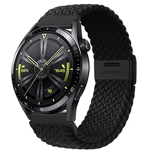 AidorMax Nylon Elastische Uhrenarmbänder Schnellspanner-Armband 22mm, Ersatzarmbänder mit Verstellbarer Rutschfester Schnalle für Smartwatches und Armbanduhren Herren Damen (22mm, Schwarz) von AidorMax
