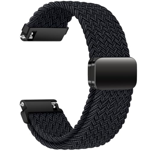 AidorMax Nylon Uhrenarmband 20mm mit Verstellbares Magnetischem Verschluss für Herren und Damen, Bequeme Passform Elastisches Ersatzarmband für Smartwatches und Uhren (Graphit) von AidorMax