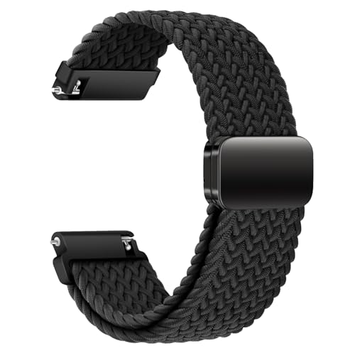 AidorMax Nylon Uhrenarmband 22mm mit Verstellbares Magnetischem Verschluss für Herren und Damen, Bequeme Passform Elastisches Ersatzarmband für Smartwatches und Uhren (Schwarz) von AidorMax