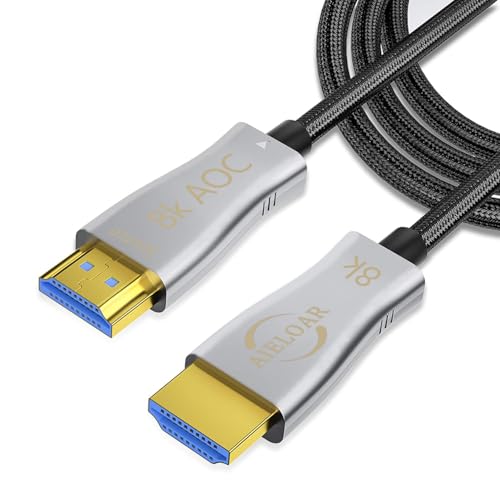 Aieloar 8K Optical Fiber HDMI Cable 30m, High Speed 48Gbps HDMI 2.1 Cable Supports 8K @ 60Hz 4K @ 120Hz Dynamic HDR 10, eARC, HDCP2.2, 4:4:4 von Aieloar