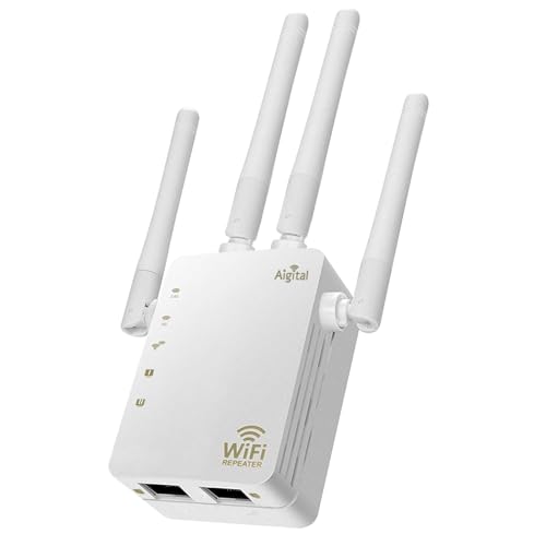 1200Mbit/s WLAN Verstärker Repeater Dualband 2.4GHz & 5GHz, WiFi Extender Internet Booster mit WPS, Ethenet LAN, 4 * 3dBi Antennen- bis zu 200 m²-kompatibel zu Allen WLAN Geräten 1200Mbit/s WLAN Verstärker Repeater Dualband 2.4GHz & 5GHz, WiFi Extender Internet Booster mit WPS, Ethenet LAN, 4 * 3dBi Antennen- bis zu 200 m²-kompatibel zu Allen WLAN Geräten von Aigital