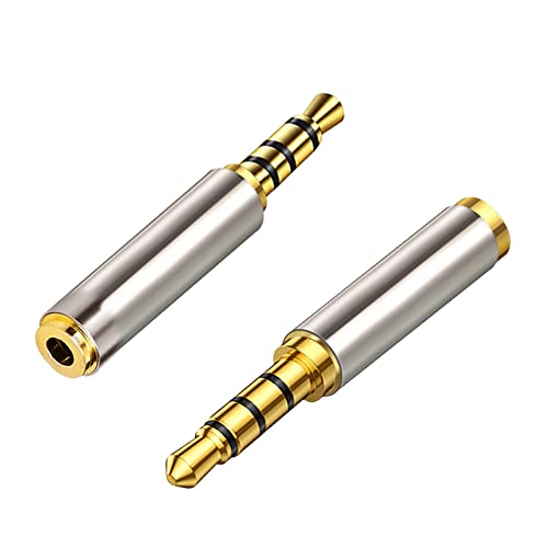 Adapter 3,5mm Stecker auf 2,5mm Buchse, 24K Vergoldeten 3,5mm auf 2,5mm Konverter Klinkenstecker, 3.5mm Kopfhöreradapter für Handy, Headset, Mikrofon,Kopfhörer- Stereo oder Mono- 2 Stück von Aigital