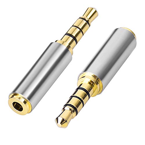 Adapter 3.5mm Stecker auf 2,5mm Buchse, Kopfhöreradapter Konverter Klinkenstecker, Gold Überzogene 4 Poliger 3,5 mm (1/8 Zoll) auf 2,5 mm für Kopfhörer, Handy, Headset, Mikrofon (2 Stück) von Aigital