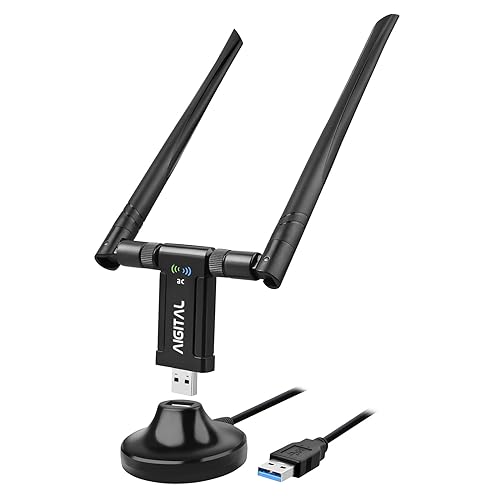 Aigital WLAN Stick USB WLAN Adapter,1200Mbps WLAN Stick 2.4&5GHz USB WiFi Network Adapter mit USB 3.0 Cradle und Verlängerungskabel für PC Desktop Laptop Unterstützung Windows XP/Vista/7/8/10 Mac OS von Aigital