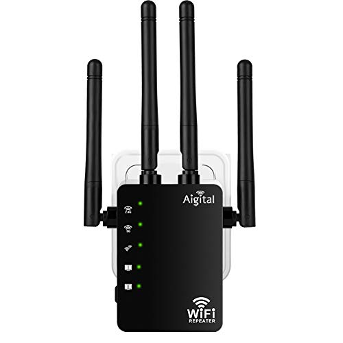 WLAN Verstärker 1200Mbit/s WLAN Repeater,Dualband 5GHz & 2.4GHz WiFi Extender mit WPS, 2 LAN Port, 3dBi x4 Antennen, WiFi Internet Verstärker Kompatibel Allen WLAN Geräten von Aigital