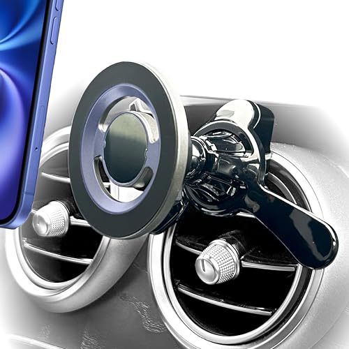 Handyhalterung Auto Magnet kompatibel mit MagSafe für runde Lüftung | Magnethalter fürs Handy für Rundlüfter und Lüftungsschlitz | ideal für Mercedes, Audi und alle Lüftungsdüsen mit Lamellen von Aigner & Reiter