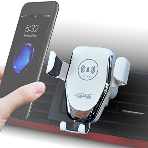 Handyhalterung Auto mit Ladefunktion | KFZ Wireless Charger | Handy Ladegerät für alle Smartphone mit Qi Standard | das ideale Auto Zubehör mit Halterung an der Lüftung von Aigner & Reiter