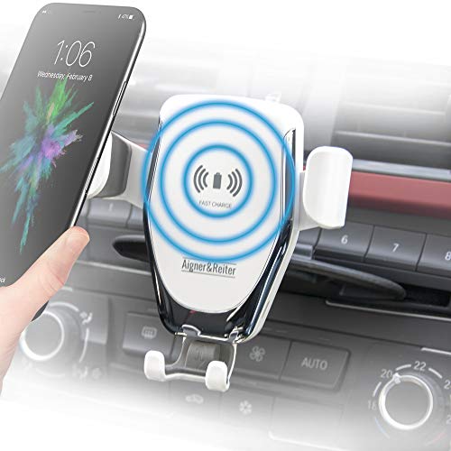 Handyhalterung Auto mit Ladefunktion für den CD Schlitz | KFZ Handy Halterung mit Induktion Wireless Charger für den CD Player | Kompatibel mit Allen Smartphones mit Qi Standard von Aigner & Reiter