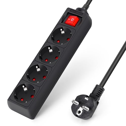 Aigostar Steckdosenleiste 4-Fach mit Schalter Tischsteckdose Kindersicherung 1,5m Kabel, Schwarz Aigostar Steckdosenleiste 4-Fach mit Schalter Tischsteckdose Kindersicherung 1,5m Kabel, Schwarz von Aigostar