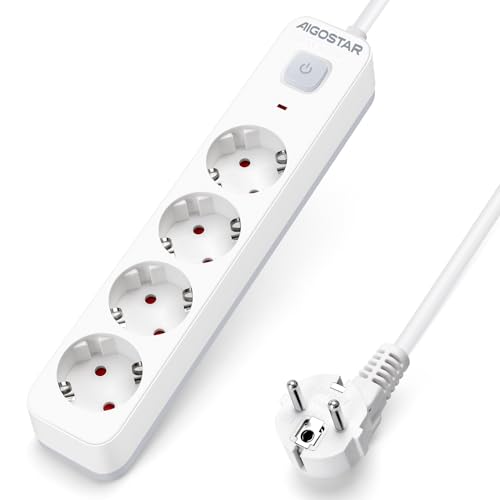 Aigostar Steckdosenleiste 4 fach mit Schalter, Mehrfachsteckdose mit Kindersicherung, Verteilersteckdose mit 3 m Kabel Aigostar Steckdosenleiste 4 fach mit Schalter, Mehrfachsteckdose mit Kindersicherung, Verteilersteckdose mit 3 m Kabel von Aigostar