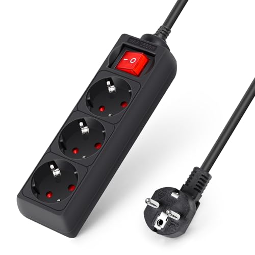 Aigostar - Steckdosenleiste mit 3 Steckdosen mit Überspannungsschutz, Überspannungsschutz, Kabel, 1,5 m, Schwarz, 3680 W Aigostar - Steckdosenleiste mit 3 Steckdosen mit Überspannungsschutz, Überspannungsschutz, Kabel, 1,5 m, Schwarz, 3680 W von Aigostar