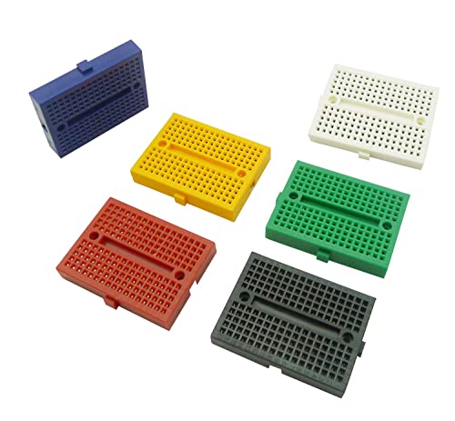 Aihasd 6 Stück 170 Tie Points Mini Breadboard Kit, SYB-170 Solderless Prototype Kit, für Arduino und Raspberry PI Projekte(6 Farben - Blau + Schwarz + Rot + Grün + Gelb + Weiß) von Aihasd