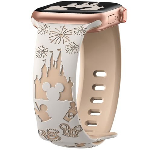 AiiBowy Armband Kompatibel mit Apple Watch 42mm (Series 10) 41mm 40mm 38mm, Verstellbares Silikon Ersatzarmband für iWatch SE 2/SE/Series 10/9/8/7/6/5/4/3/2/1 Sternenlicht+Milchtee von AiiBowy