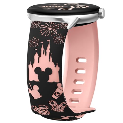 AiiBowy Armband Kompatibel mit Google Pixel Watch 3 45mm, Castle Gravierte Armbänder für Damen Herren, Sport Verstellbares Silikon Ersatzarmband für Google Pixel Watch 3 45mm Schwarz+Rosa AiiBowy Armband Kompatibel mit Google Pixel Watch 3 45mm, Castle Gravierte Armbänder für Damen Herren, Sport Verstellbares Silikon Ersatzarmband für Google Pixel Watch 3 45mm Schwarz+Rosa von AiiBowy
