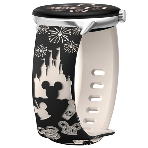 AiiBowy Armband Kompatibel mit Google Pixel Watch 3 45mm, Castle Gravierte Armbänder für Damen Herren, Sport Verstellbares Silikon Ersatzarmband für Google Pixel Watch 3 45mm Schwarz+Sternenlicht AiiBowy Armband Kompatibel mit Google Pixel Watch 3 45mm, Castle Gravierte Armbänder für Damen Herren, Sport Verstellbares Silikon Ersatzarmband für Google Pixel Watch 3 45mm Schwarz+Sternenlicht von AiiBowy