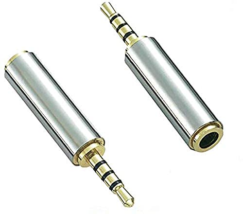 Aiivioll 2 Pack 2.5mm Male to 3.5mm Female Audio Adapter Gold Plated Aux Auxiliary Plug Splitter 3 Ring Jack Support Converter Headphone Earphone Headset Stereo or Mono von Aiivioll