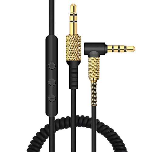 Aiivioll Ersatz-Audiokabel kompatibel mit Marshall Major 1/2/3 Kopfhörern, umwickeltes Stereo-Audio-Verlängerungskabel mit Remote-Mikrofon und Lautstärkeregler (schwarz) von Aiivioll