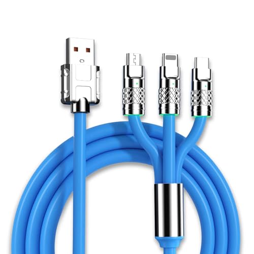Aiivioll Multi USB Kabel, 3 in 1 Ladekabel 6A/120W Zinklegierung Schnellladung, dickere Version Kabel kompatibel mit Lightning/Micro/Type-C, für Huawei P60/P50/P40/P30(Blau 1.2M) von Aiivioll