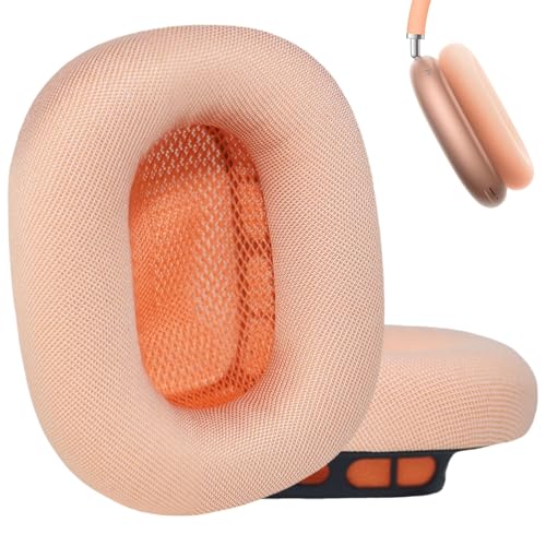 Aiivioll Verbesserte AirPods Max Ohrpolster Ersatz-Ohrpolster für AirPods Max (2024) Kopfhörer, Netzstoff-Ohrpolster mit Memory-Schaum und Magnet für AirPods Max (Orange) von Aiivioll