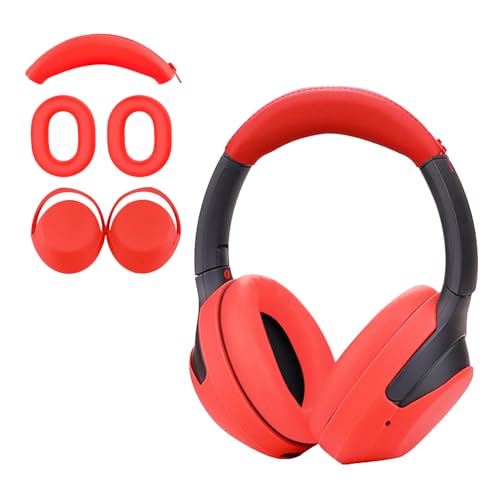 Aiivioll WH-1000XM4 Schutzhülle für Sony WH-1000XM3 Kopfhörer, 1000 x M4 Ohrpolster-Abdeckung, Ohrpolster, Kopfbandschutz, schweißfest, weiches Silikon-Kopfhörer-Zubehör (rot) von Aiivioll
