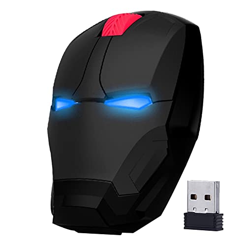 Aikchi Kabellose Iron Man Maus Laptop Computer Maus, geräuschlose optische Maus, automatische Stromsparung, einstellbare DPI-LED-Dekor-Licht (schwarz) von Aikchi