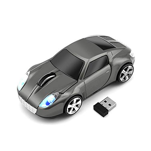 Aikchi Kabellose Sportwagen-Maus, 3D-optische Maus für Desktop-Laptop-PC, Computer-Maus, 2,4 GHz, 1000 dpi, Maus für TSL (Grau) von Aikchi
