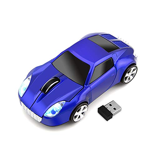 Aikchi Kabellose Sportwagen-Maus, 3D-optische Maus für Desktop-Laptop-PC, Computer-Maus, 2,4 GHz, 1000 dpi, Maus für TSL (blau) von Aikchi