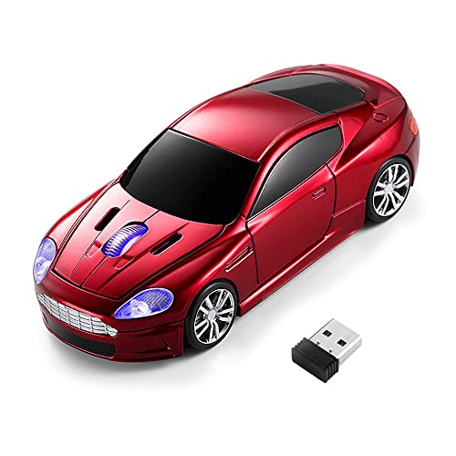 Aikchi Kabellose Sportwagen Maus, Kabellos Auto Maus Desktop Laptop Maus, 2,4GHz Optische Mäuse für MD (Red) von Aikchi
