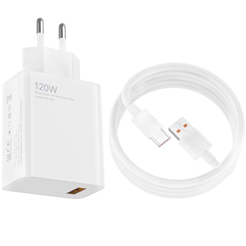 Xiaomi Schnellladegerät 120W Turbo-Ladegerät Adapter für Xiaomi 14 Ultra 13T 13 12T 11T Pro 12Lite,Redmi Note 13 12 11S 10 Pro,Mi 11 Ultra 11i,POCO X6 M6 Pro X5 Pro 2M Kabel von Aikmvtol