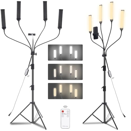 AiknowFoto Vier-Arm-LED-Fotografie Licht, Kosmetiklampe Studiobeleuchtung mit Stativ & Handy-Halter für Make-up, Wimpern, Augenbrauen, Tattoo, Maniküre, Stream, Produktfotografie AiknowFoto Vier-Arm-LED-Fotografie Licht, Kosmetiklampe Studiobeleuchtung mit Stativ & Handy-Halter für Make-up, Wimpern, Augenbrauen, Tattoo, Maniküre, Stream, Produktfotografie von AiknowFoto