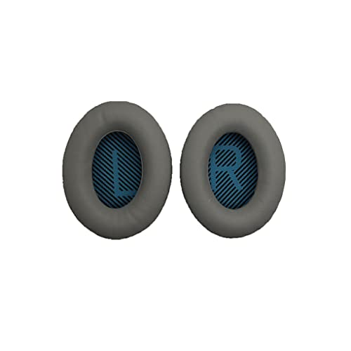 Ailan 1 Paar Kissen Ohrpolster Professionelles Gaming Leder Headset Mesh Ohrenschützer Gamer Ersatz für Bose QC35 Kopfhörer, Grau+Blau von Ailan
