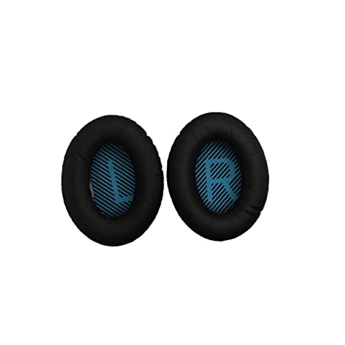 Ailan 1 Paar Kissen Ohrpolster Professionelles Gaming Leder Headset Mesh Ohrenschützer Gamer Ersatz für Bose QC35 Kopfhörer, Schwarz+Blau von Ailan