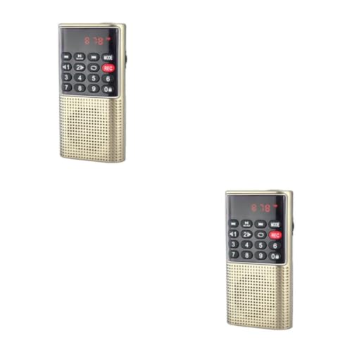 Ailan 2 Satz von Tragbares wiederaufladbares Radio – kristallklarer Klang, kabelloser Lautsprecher, benutzerfreundliches ABS Radio, wiederaufladbarer MP3 Musikplayer, Gold, Gold 2Satz von Ailan