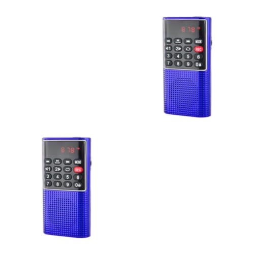 Ailan 2 Satz von Tragbares wiederaufladbares Radio – kristallklarer Klang, kabelloser Lautsprecher, benutzerfreundliches ABS Radio, wiederaufladbarer MP3 Musikplayer, blau, Blau 2Satz von Ailan