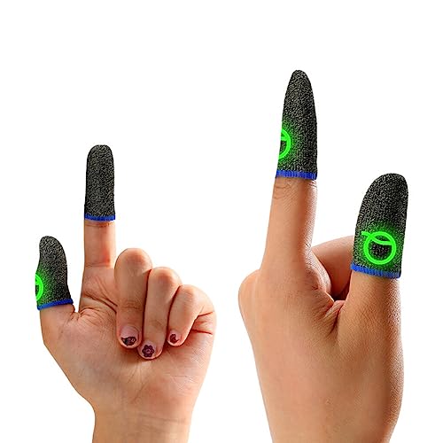 Ailan 2 Stück leuchtende Mobile Gaming Fingerlinge, atmungsaktiv, Glatte Ärmel, Touchscreen, schweißfest, Spielhandschuhe für Zuhause, Blau von Ailan