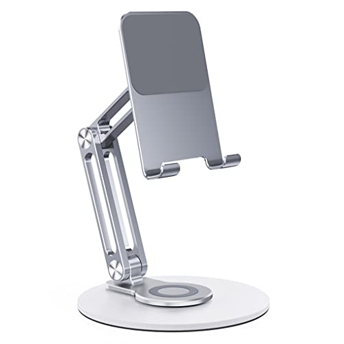 Ailan 360° Schreibtisch Handyhalter, faltbar, Tablet Halterung aus Aluminiumlegierung, verstellbare Tischhalterung, Drehfuß, Outdoor Reisen, Silber von Ailan