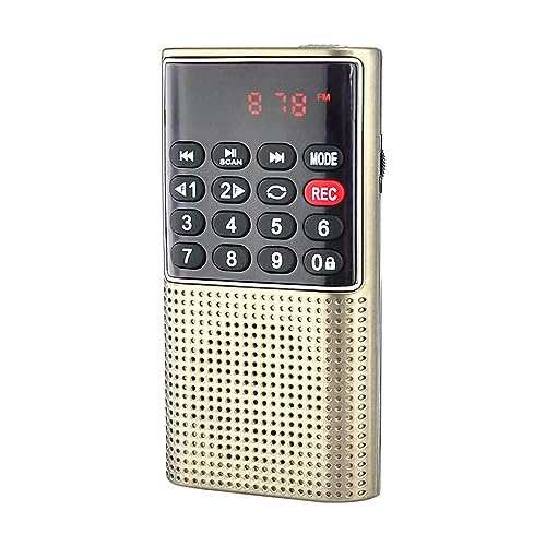 Ailan Handradio – Tragbares mit MP3 Player, Lange Akkulaufzeit, kabelloses ABS Radio, wiederaufladbar, tragbares, Gold von Ailan