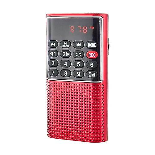 Ailan Handradio – Tragbares mit MP3 Player, Lange Akkulaufzeit, kabelloses ABS Radio, wiederaufladbar, tragbares, Rot von Ailan