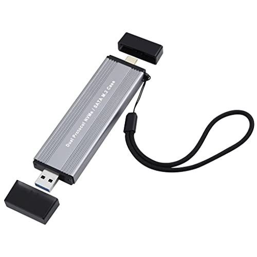 Ailan M.2 NVME SSD Gehäuse aus Aluminiumlegierung mit USB C 3.1 Biprotokoll Festplattenkassette M Key Data Free 2230 2242 M2 von Ailan